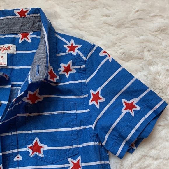 3/$20,  Cat & Jack, Blue button down shirt with pocket, 4T - Picture 3 of 5
